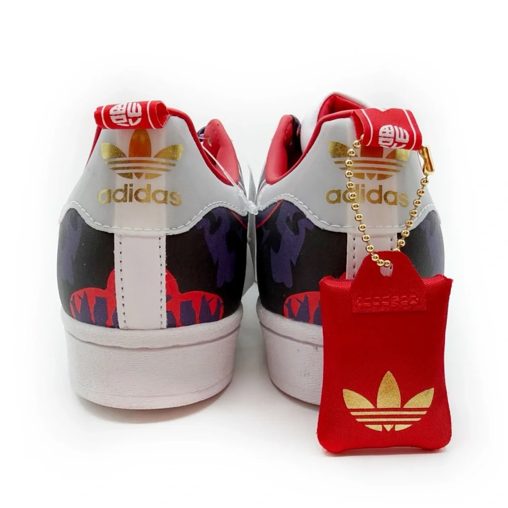 Adidas Superstar Chinese New Year Sneakers Kids Size 4.5 Shoes White Purple Red